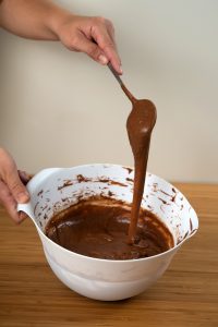Textura de la mezcla del brownie sin gluten